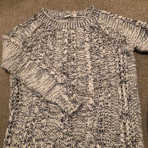 GAP crew neck navy blue and white, cable tweed sweater